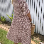 Zora | Short Sleeve Midi Dress in Sand - View 8