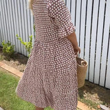 Zora | Short Sleeve Midi Dress in Sand - View 8