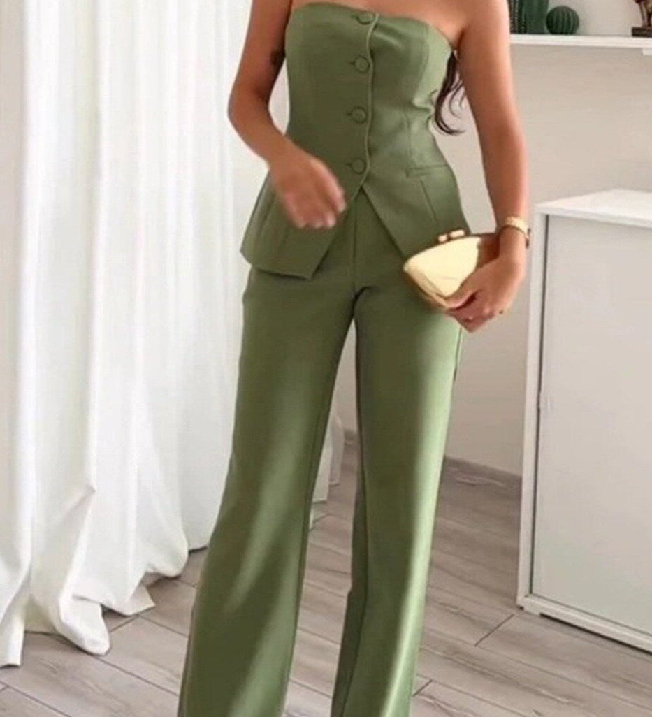 BRIA - Sleeveless Two-Piece Set with Buttons by Nuala Dublin