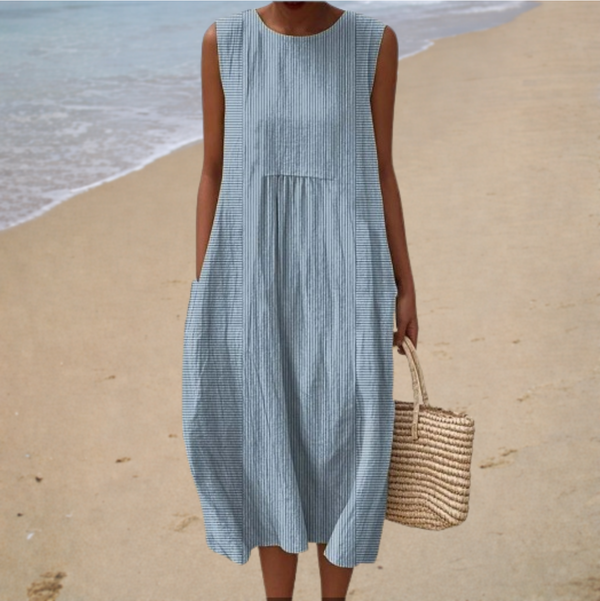 Comfortable Sleeveless Summer Dress - Plain Light Blue