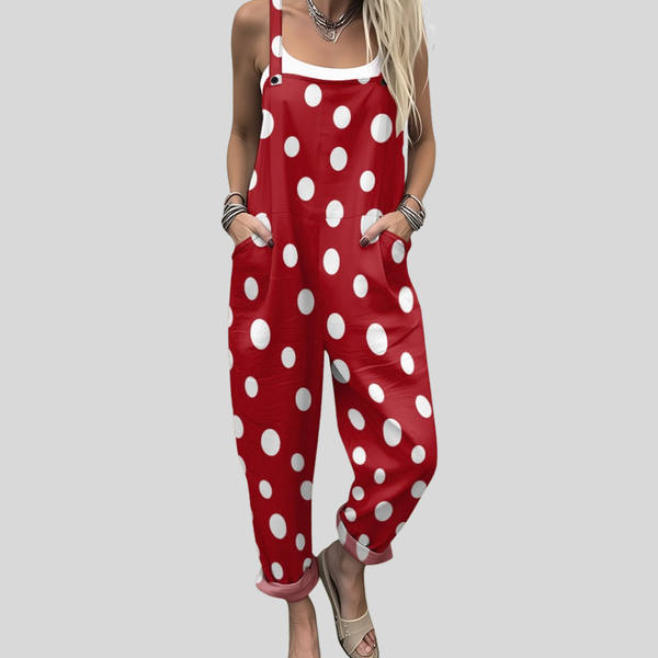 Polka Dot Dungarees Red-White