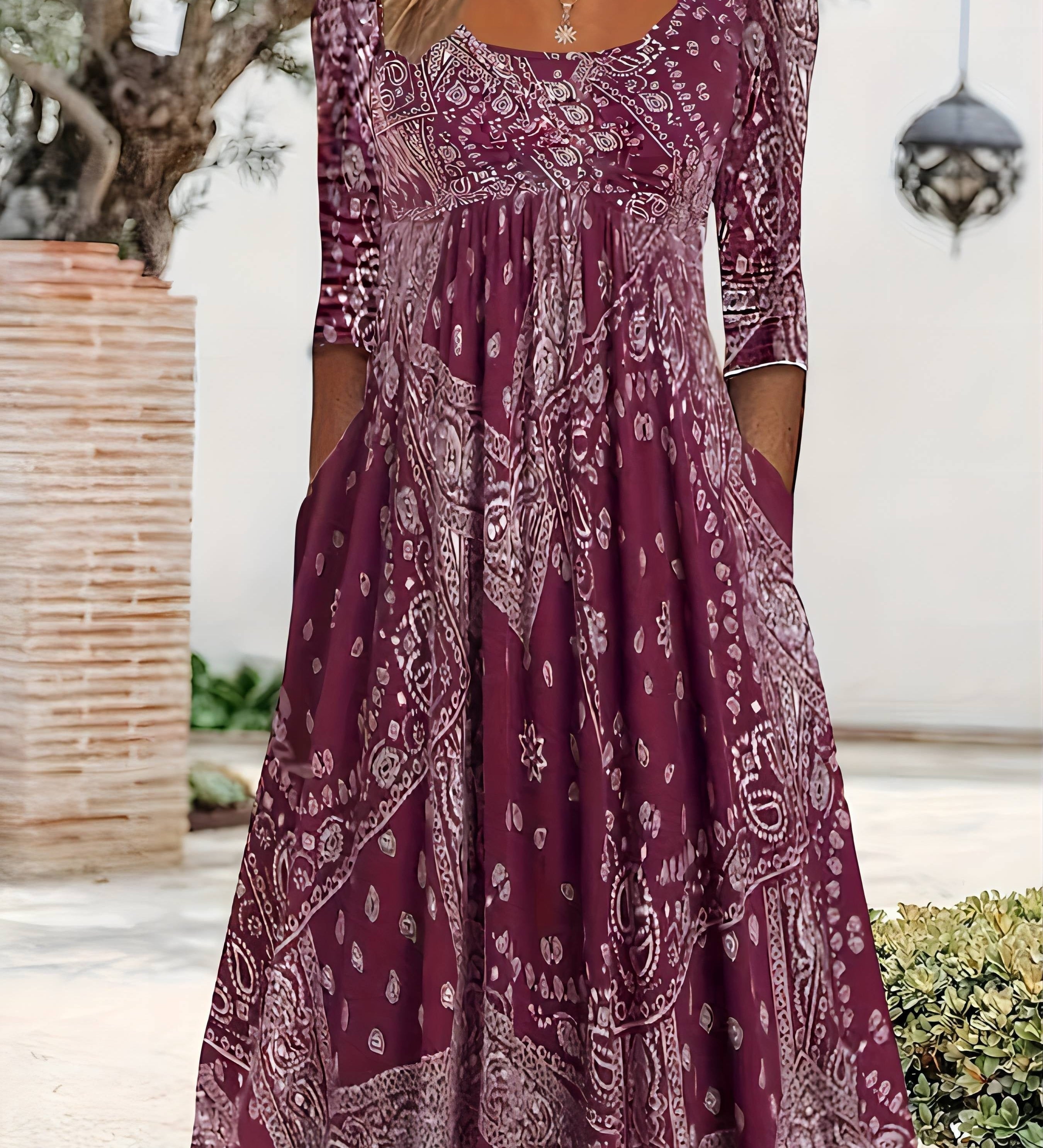 Elowen | Casual Long Sleeve Midi Dress - View 5