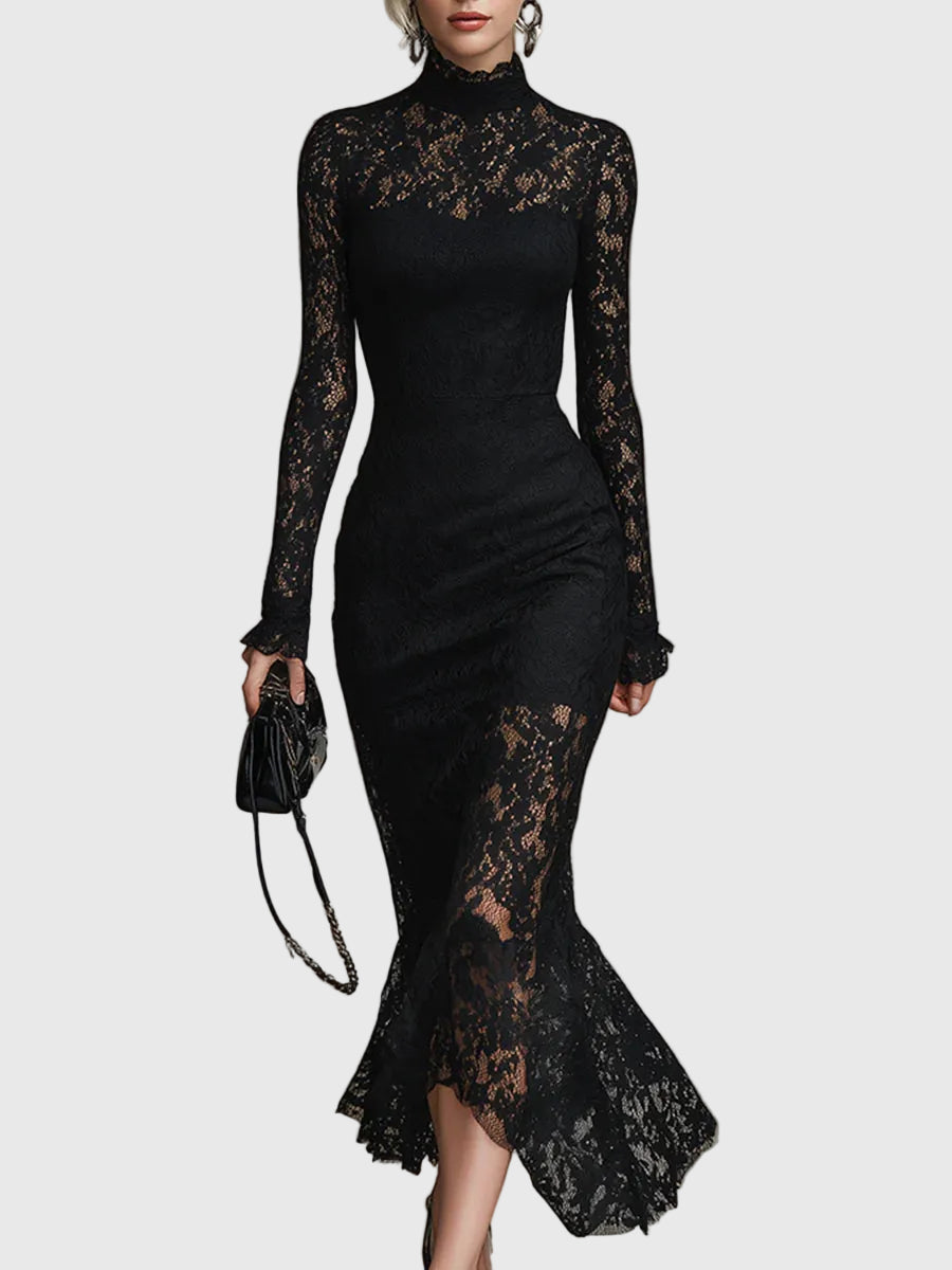Monica | Elegant Maxi Dress with Flared Lace Skirt by Nuala Dublin