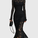 Monica | Elegant Maxi Dress with Flared Lace Skirt by Nuala Dublin