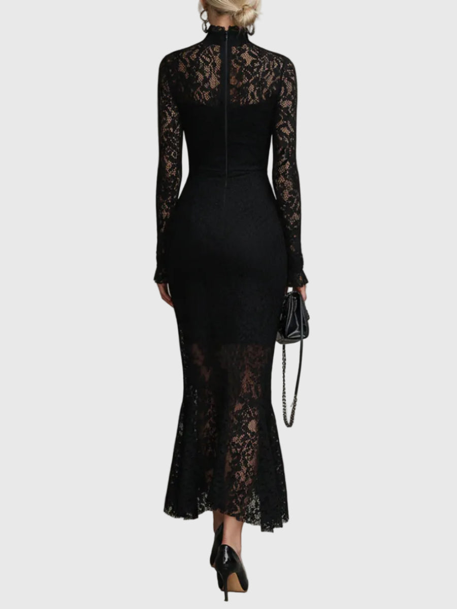 Monica | Elegant Maxi Dress with Flared Lace Skirt - View 2