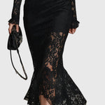 Monica | Elegant Maxi Dress with Flared Lace Skirt - View 5