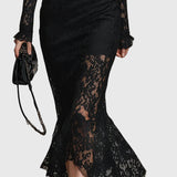 Monica | Elegant Maxi Dress with Flared Lace Skirt - View 5
