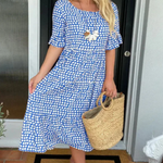 Zora | Short Sleeve Midi Dress in Sand - View 5