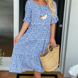 Zora | Short Sleeve Midi Dress in Sand - View 5