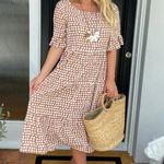 Zora | Short Sleeve Midi Dress in Sand by Nuala Dublin