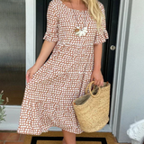 Zora | Short Sleeve Midi Dress in Sand by Nuala Dublin